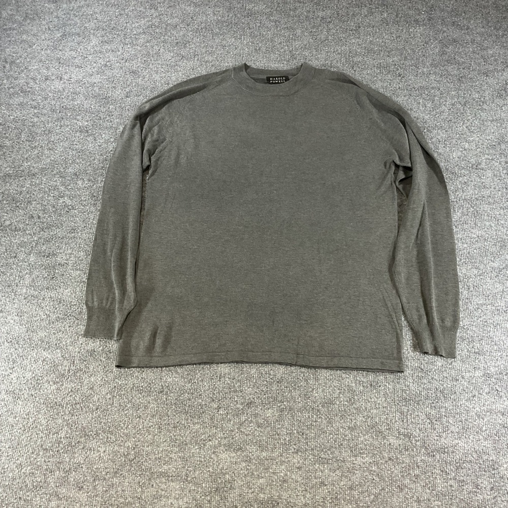 Harold Powell Mens 100% Silk Crewneck Sweater Olive Grey Long Sleeve Knit Top M